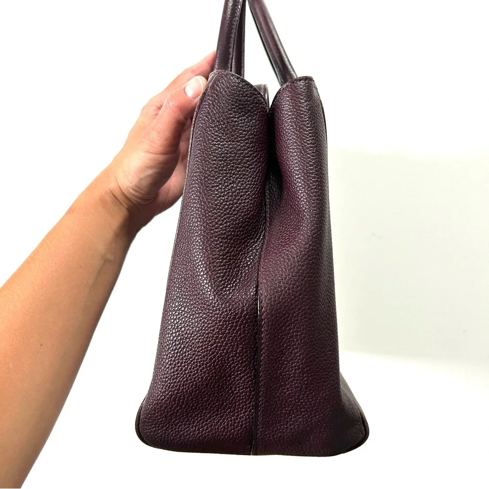 Kate Spade Mahogany Pebbled Leather Mulberry Street Leighann Satchel Purse Bag